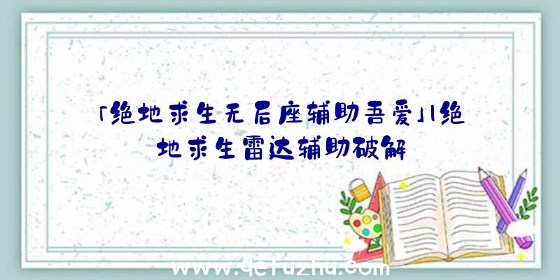 「绝地求生无后座辅助吾爱」|绝地求生雷达辅助破解